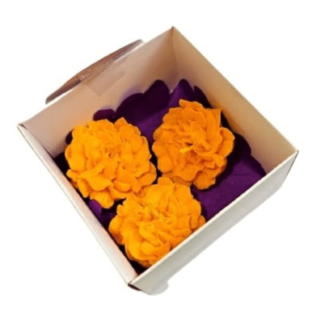 Vela aromática de Flor de Cempasúchil KIT 3 pzs - STATUS VERDE